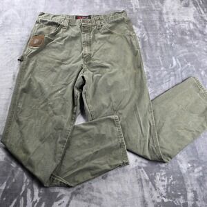 Wrangler Riggs Workwear Carpenter Pants Mens 38x36 Green Ripstop 3W020LD